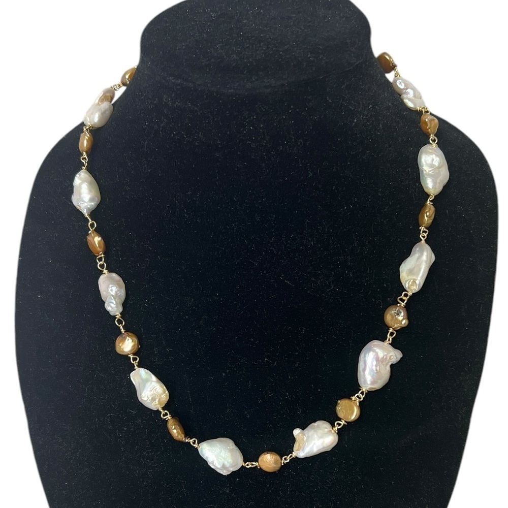 Baroque Pearl Necklace with Smaller Gold Fresh Water Pearls☑️VEN17
